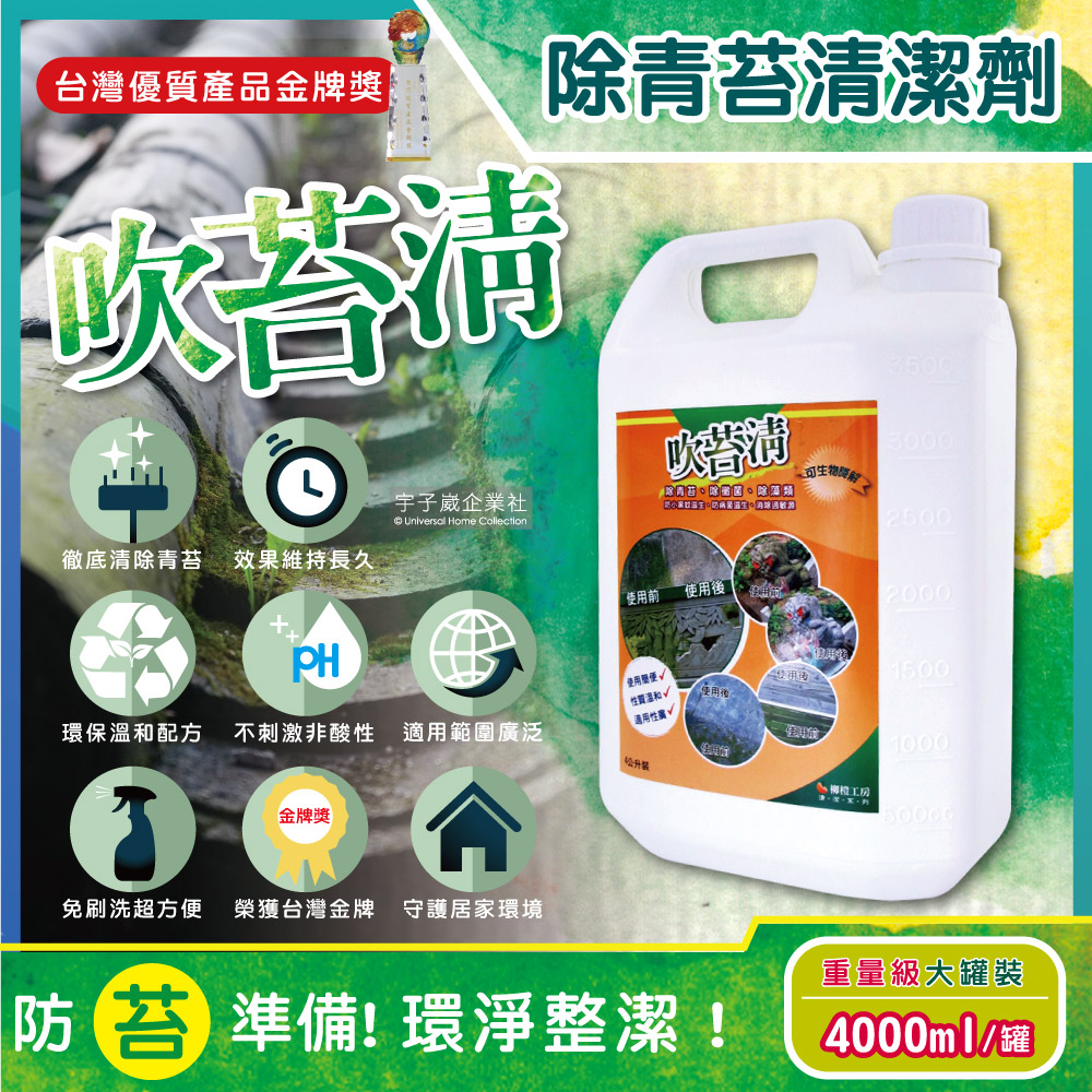吹苔清-除青苔清潔劑(4公升重量級大罐裝)